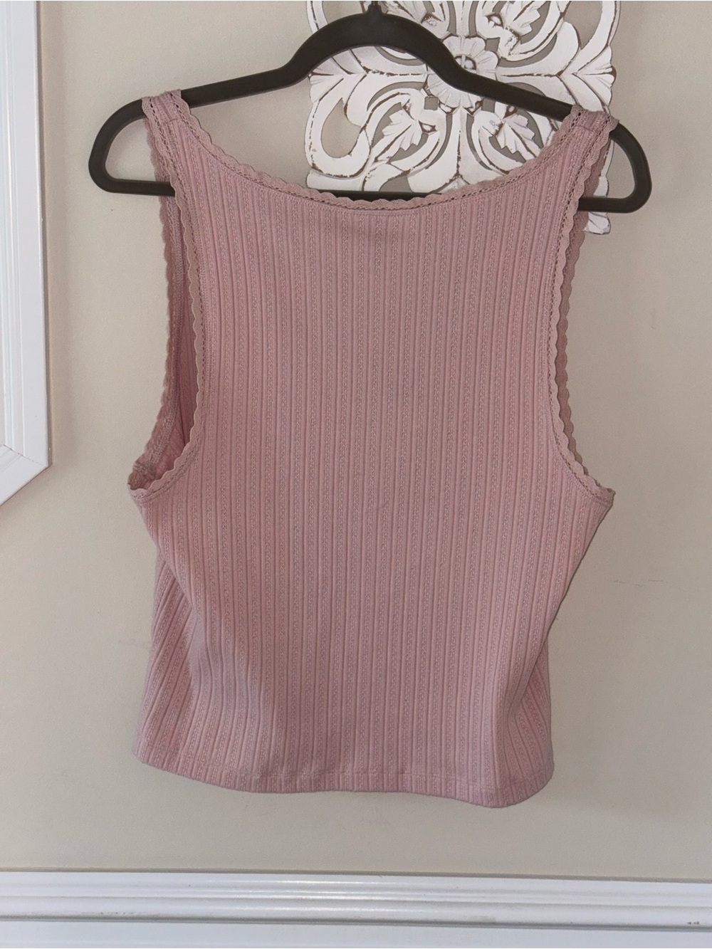 Universal Thread Pink Ribbed Lace-Trim Button Tank - Picture 9 of 11